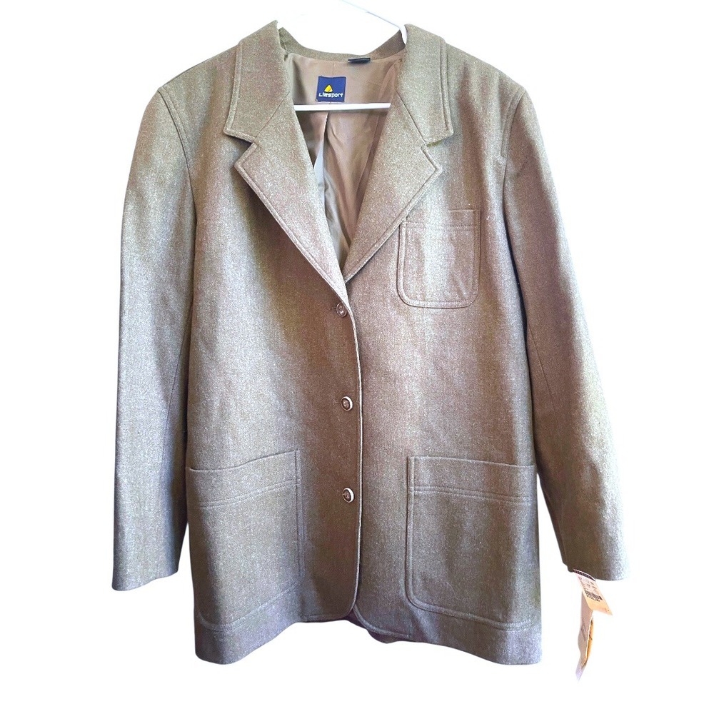 NWT Vintage Liz Claiborne LizSport Brown Wool Wilderness Bound Blazer Jacket 10
